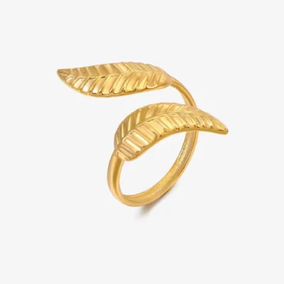 Bague-leaf-acier-inoxydable-vetv-jewelry Bague Leaf