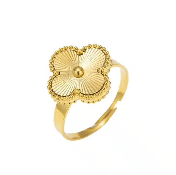 Bague-gold-clover-bijoux-acier-inoxydable-vetv-jewelry-martinique