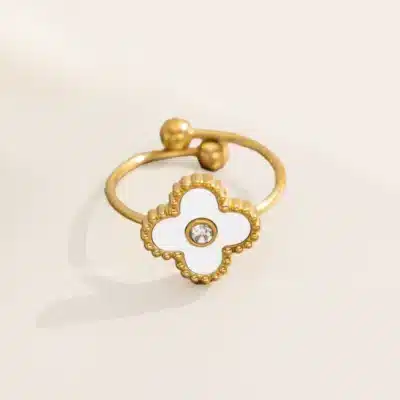 Bague-white-clover-bijoux-acier-inoxydable-vetv-jewelry-martinique