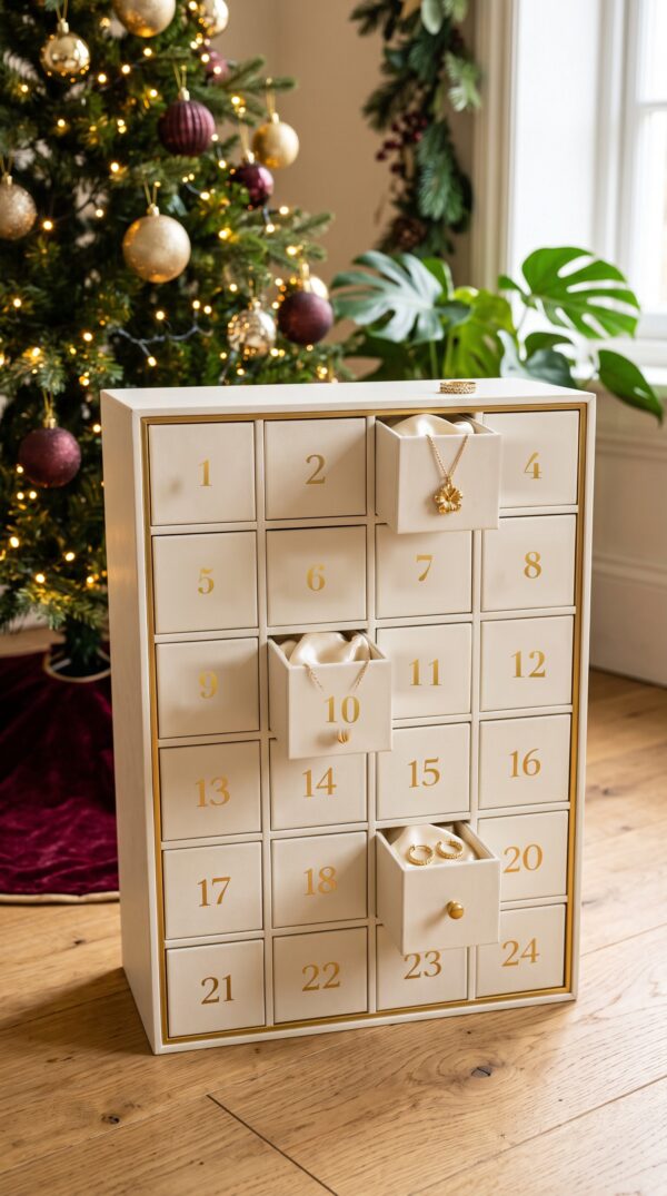 Calendrier de l'Avent V&V Jewelry 2026 Calendrier de l'Avent V&V Jewelry 2026 – 24 tiroirs, bijoux en acier inoxydable doré (visuel non contractuel)